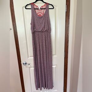 SUNDANCE Crochet Back Maxi Dress Coral White Blue Black Women’s Size Large